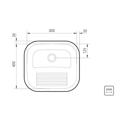 Tramontina Lavadero de Acero Inoxidable Empotrar Satinado | 40 x 40 x 22 cm, 25 L, AISI 304, sin soldadura, válvula incluida
