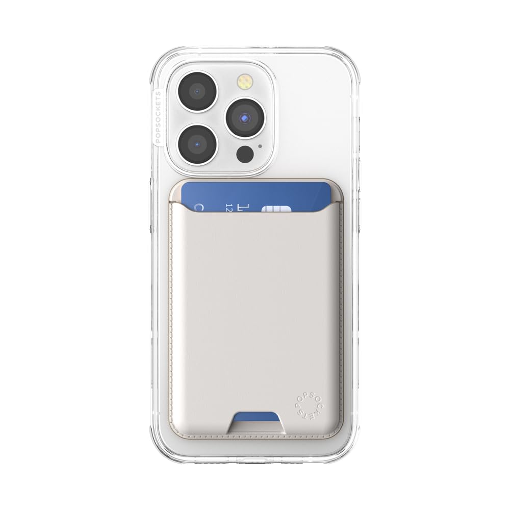 PopSockets Softgoods - portafolios de teléfono y Anillo Adaptador para MagSafe, Soporte para Tarjetas de teléfono, Compatible con Carga inalámbrica, portafolios Compatible con MagSafe® - Horchata