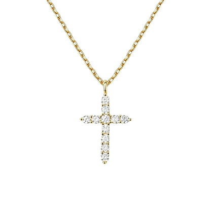 XYPHIELLE Collar de Cruz con Circonias para Mujer, Dije Elegante en Chapa de Oro, Joyería de Fe con Diseño de Ins y Lujo, Regalo de Amor y Protección