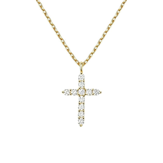 XYPHIELLE Collar de Cruz con Circonias para Mujer, Dije Elegante en Chapa de Oro, Joyería de Fe con Diseño de Ins y Lujo, Regalo de Amor y Protección