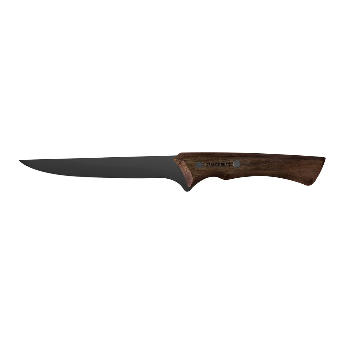 TRAMONTINA - Cuchillo para Deshuesar Churrasco Black con Lámina de Acero Inoxidable Oscurecido, Mango de Madera 6" - Negro
