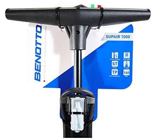 Bomba de Pie BENOTTO SUPAIR 1000 | Acero | V.A./V.F. | 160 PSI | con Manómetro | Modelo ZF-042