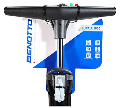 Bomba de Pie BENOTTO SUPAIR 1000 | Acero | V.A./V.F. | 160 PSI | con Manómetro | Modelo ZF-042