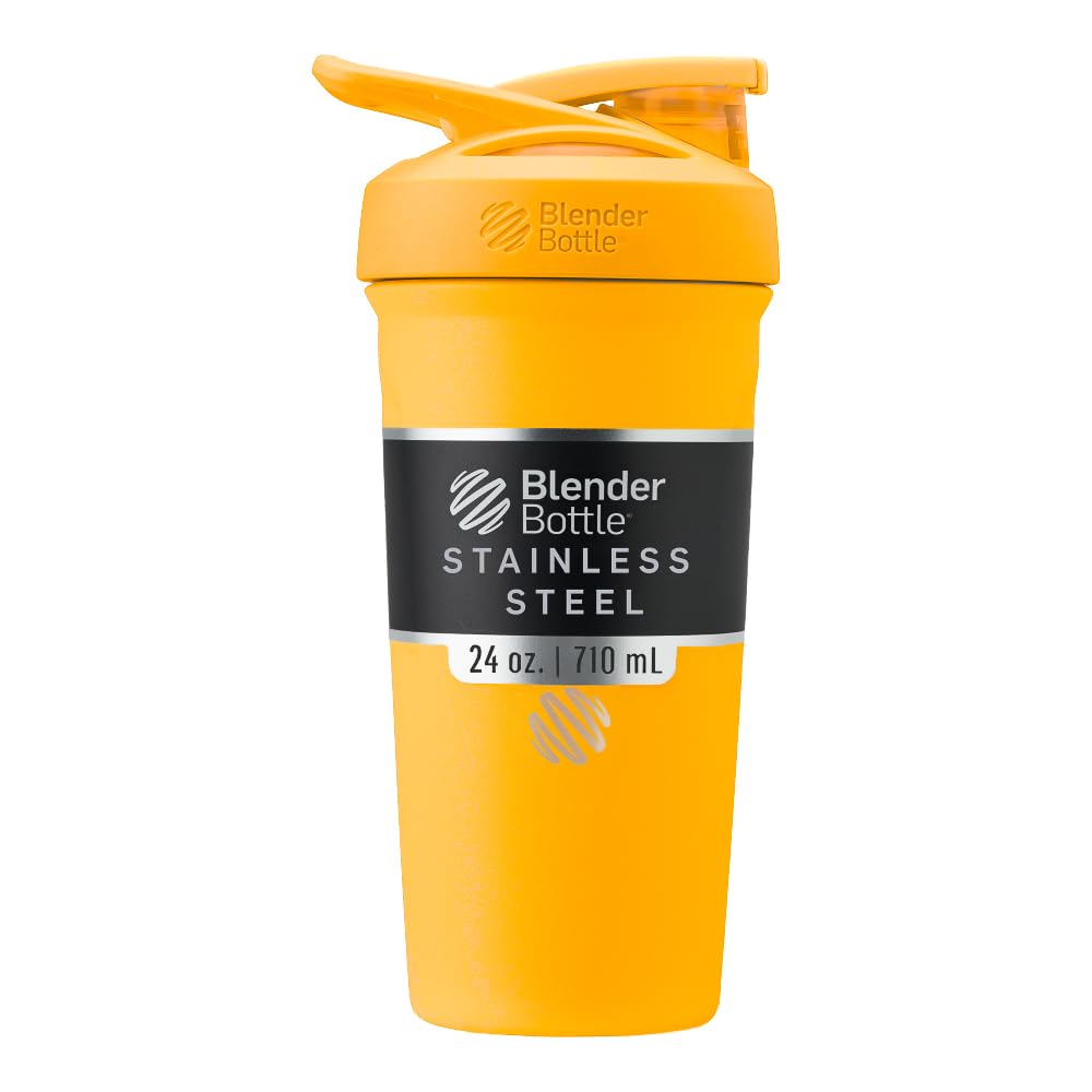 BlenderBottle - Botella agitadora deportiva de acero inoxidable aislada con batidor de alambre, 24 onzas, mango, batidos de proteínas e hidratación para atletas y entusiastas del fitness, fácil de