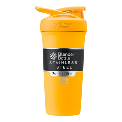 BlenderBottle - Botella agitadora deportiva de acero inoxidable aislada con batidor de alambre, 24 onzas, mango, batidos de proteínas e hidratación para atletas y entusiastas del fitness, fácil de