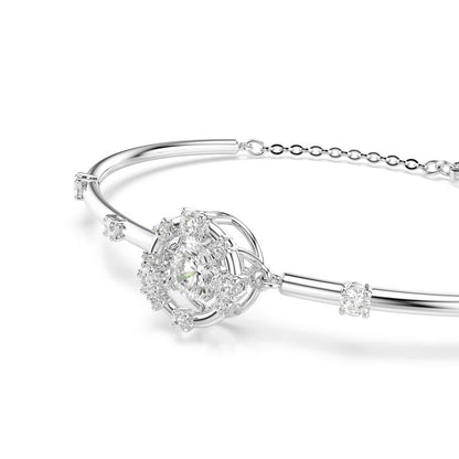 pulsera Swarovski Constella, corte redondo, diseño de Swarovski One, blanco, baño de rodio