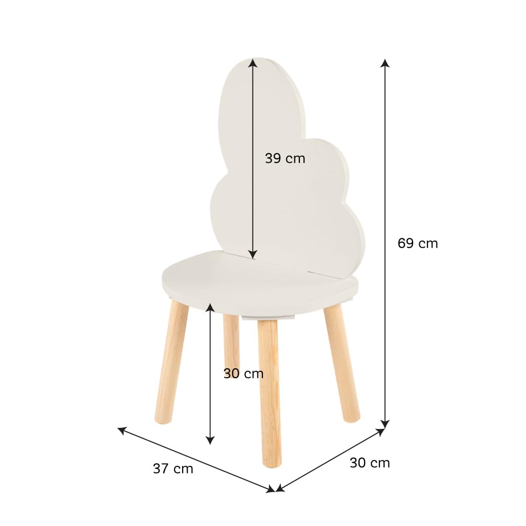 DUDUK Silla Infantil de Madera con Respaldo en Forma de Nube, Altura Infantil, Ideal para Juegos, Lectura y Espacios Montessori (Madera, Ostion)