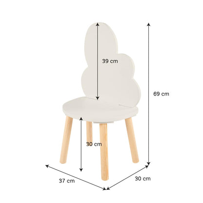 DUDUK Silla Infantil de Madera con Respaldo en Forma de Nube, Altura Infantil, Ideal para Juegos, Lectura y Espacios Montessori (Madera, Ostion)