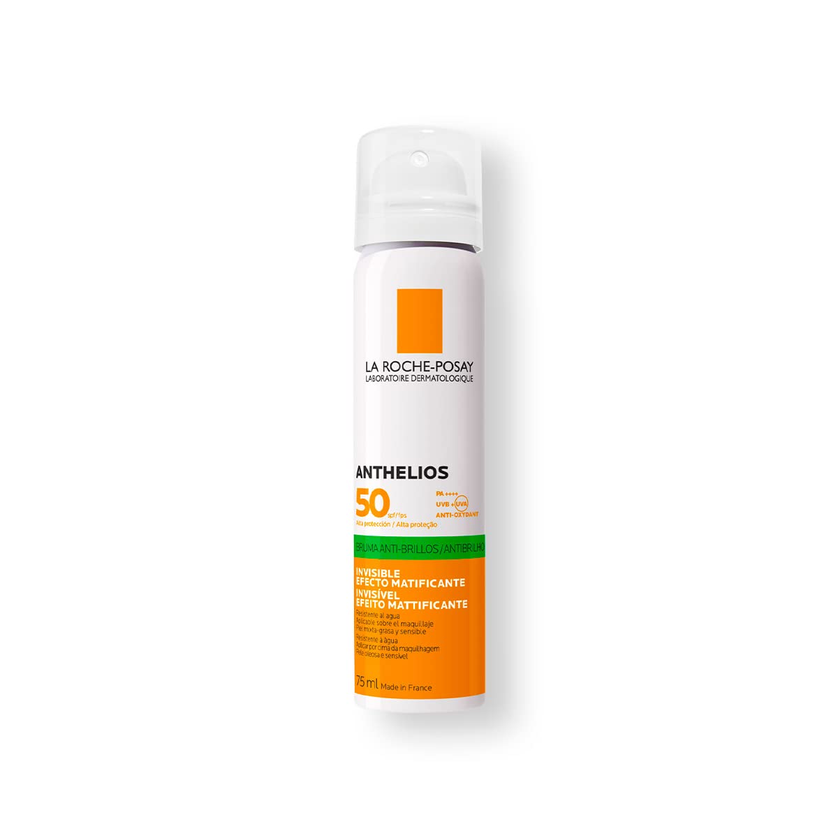 La Roche-Posay Anthelios Bruma Invisible FPS 50+ Protector Solar en Spray, Resistente al Agua con Efecto Matificante y Textura Ultraligera de Rápida Absorción, 75 ml