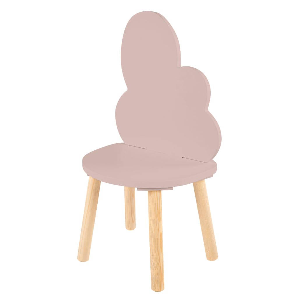 DUDUK Silla Infantil de Madera Respaldo en Forma de Nube - Rosa - Madera