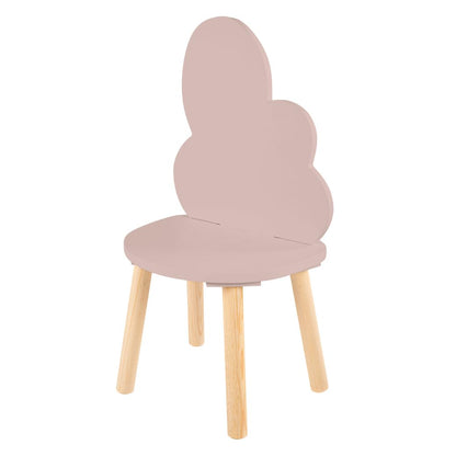 DUDUK Silla Infantil de Madera Respaldo en Forma de Nube - Rosa - Madera