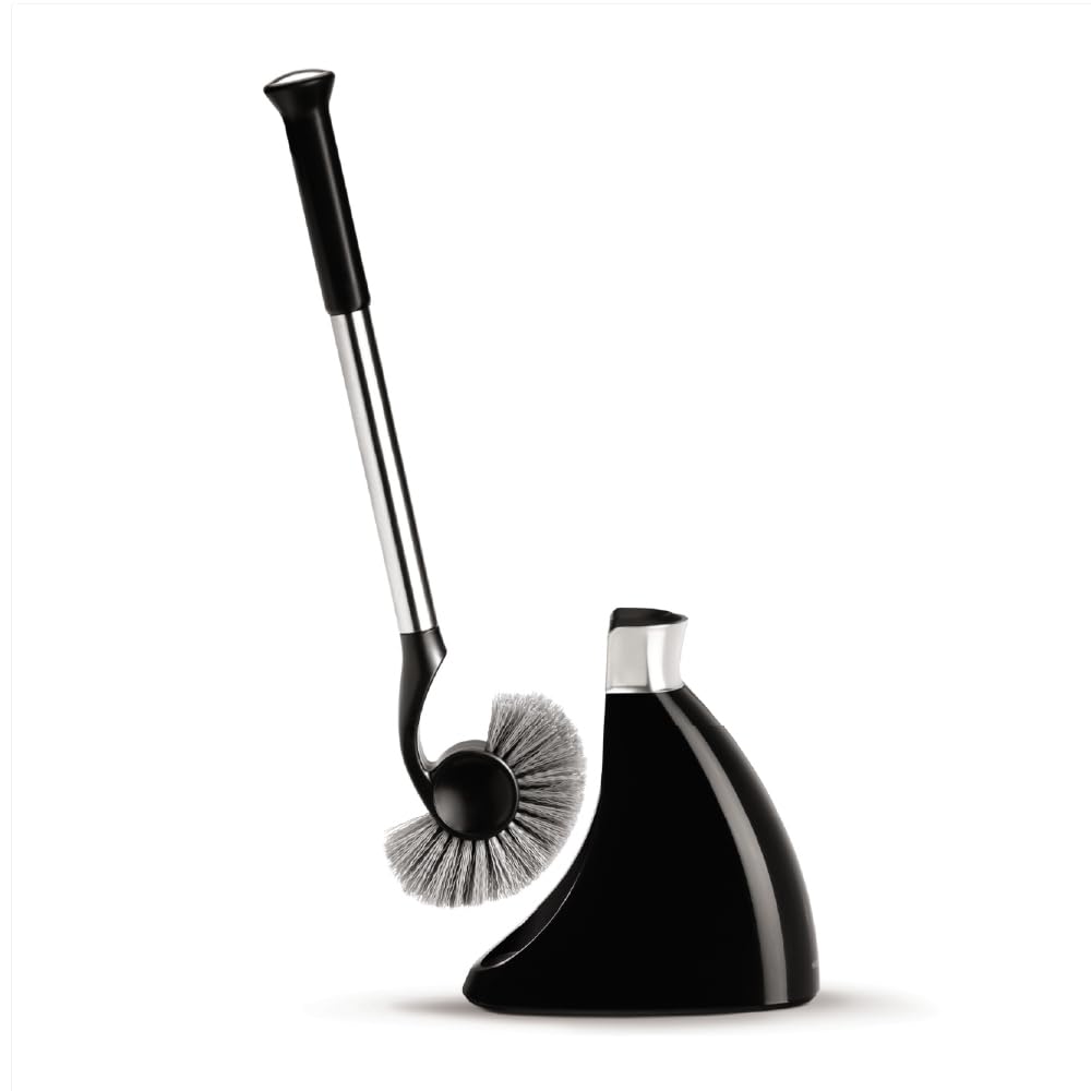 simplehuman, escobilla de baño, Acero Inoxidable + plástico Negro