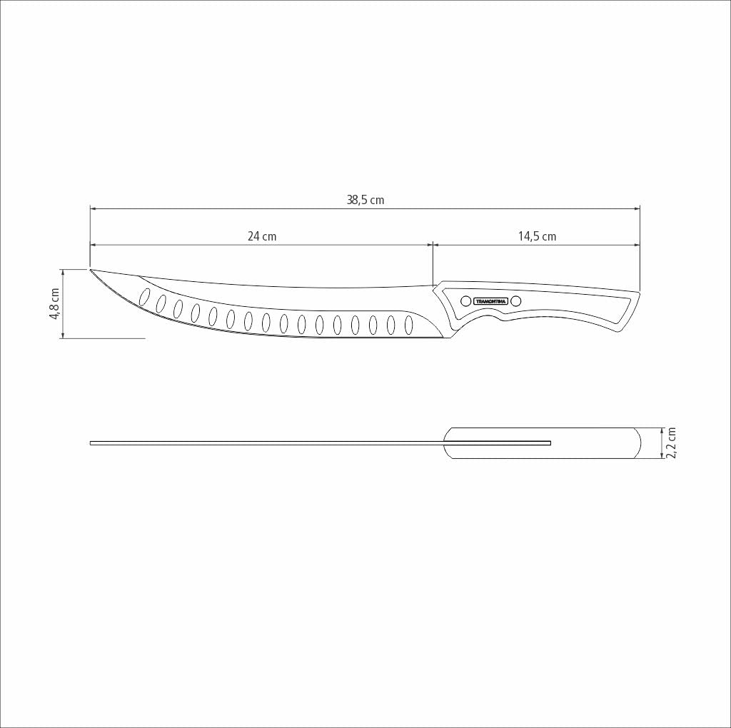 TRAMONTINA - Cuchillo para Carne Churrasco Black, con Lámina de Acero Inoxidable Oscurecido, Mango de Madera y Remaches de Acero Inoxidable, Cubierto para Cortes Grandes, Tamaño de 10"