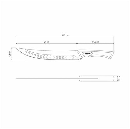 TRAMONTINA - Cuchillo para Carne Churrasco Black, con Lámina de Acero Inoxidable Oscurecido, Mango de Madera y Remaches de Acero Inoxidable, Cubierto para Cortes Grandes, Tamaño de 10"