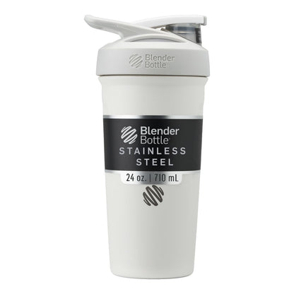 BlenderBottle Strada Shaker de Acero Inoxidable Aislado, 24 oz - Blanco