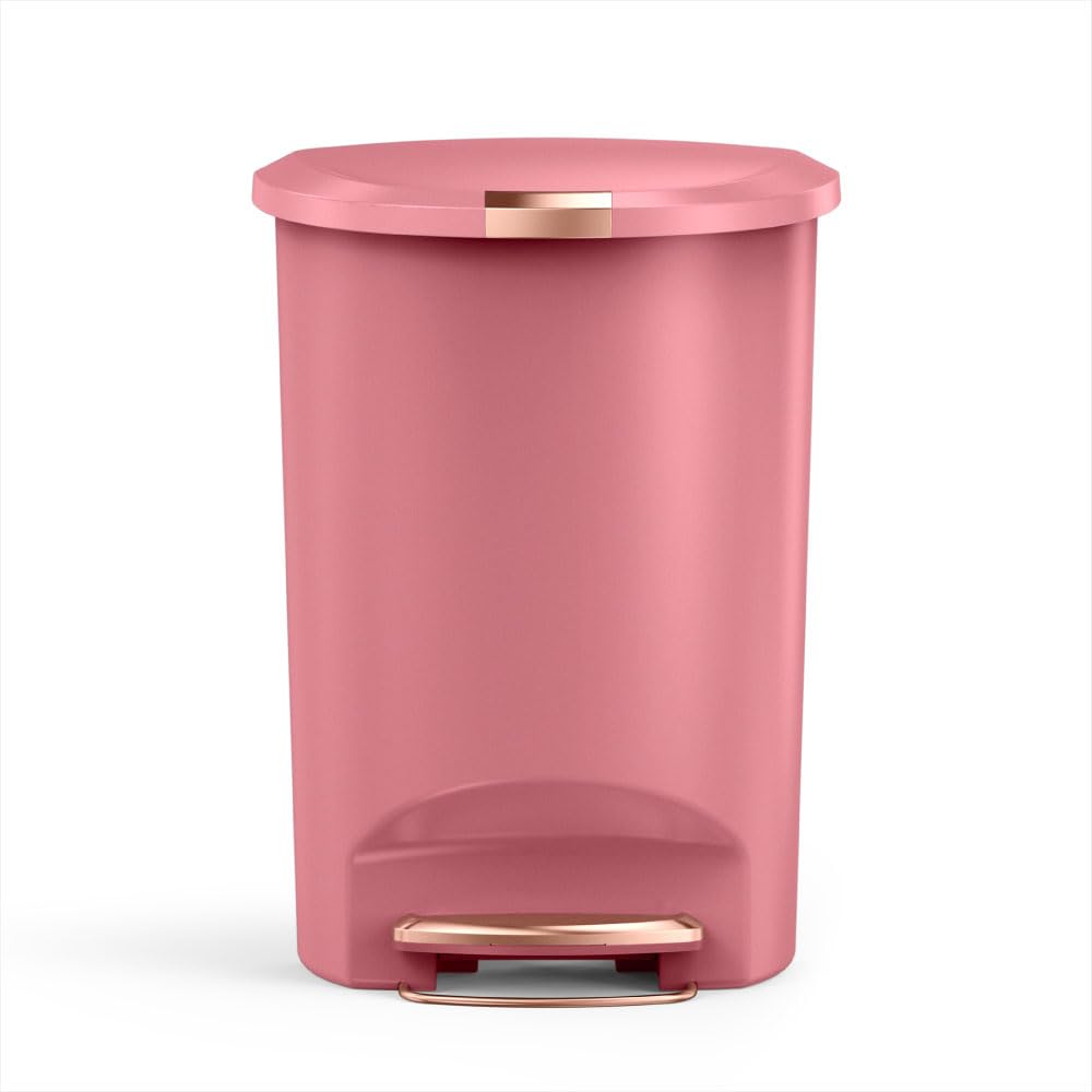 simplehuman Bote de Basura de Cocina Semicircular 50 L con Pedal - Blush
