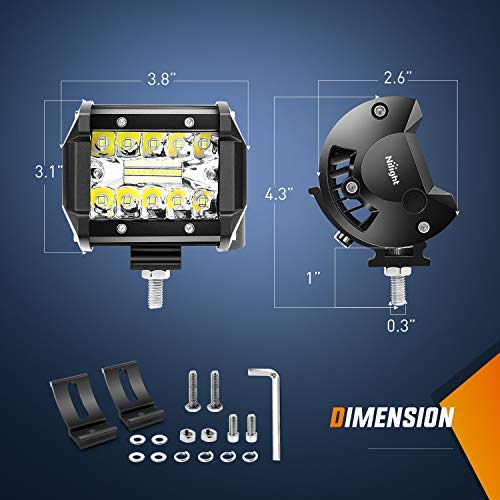 Nilight - 2 unidades de cápsulas LED de 4 pulgadas y 60 W con enganche de remolque de 2.5 pulgadas, soportes de montaje, luces LED de respaldo, iluminación de búsqueda trasera, barra de luz LED para camioneta, SUV, camión, remolque