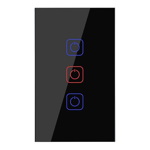 Tecnolite Connect - Apagador Inteligente Táctil WiFi 3 Circuitos, Sin Cable Neutro, Compatible con App móvil, Alexa, Google y Siri, Interruptor Inteligente