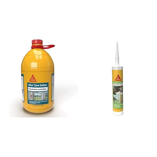SIKA Zero Salitre, PET 5 L, Impermeabilizante para muros con humedad en interior Color Blanco + Seal 113 Universal – Cartucho 270 ML - Sellador de Uso General Tecnología Híbrida CET,Color Transparente