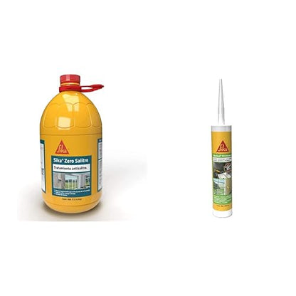 SIKA Zero Salitre, PET 5 L, Impermeabilizante para muros con humedad en interior Color Blanco + Seal 113 Universal – Cartucho 270 ML - Sellador de Uso General Tecnología Híbrida CET,Color Transparente
