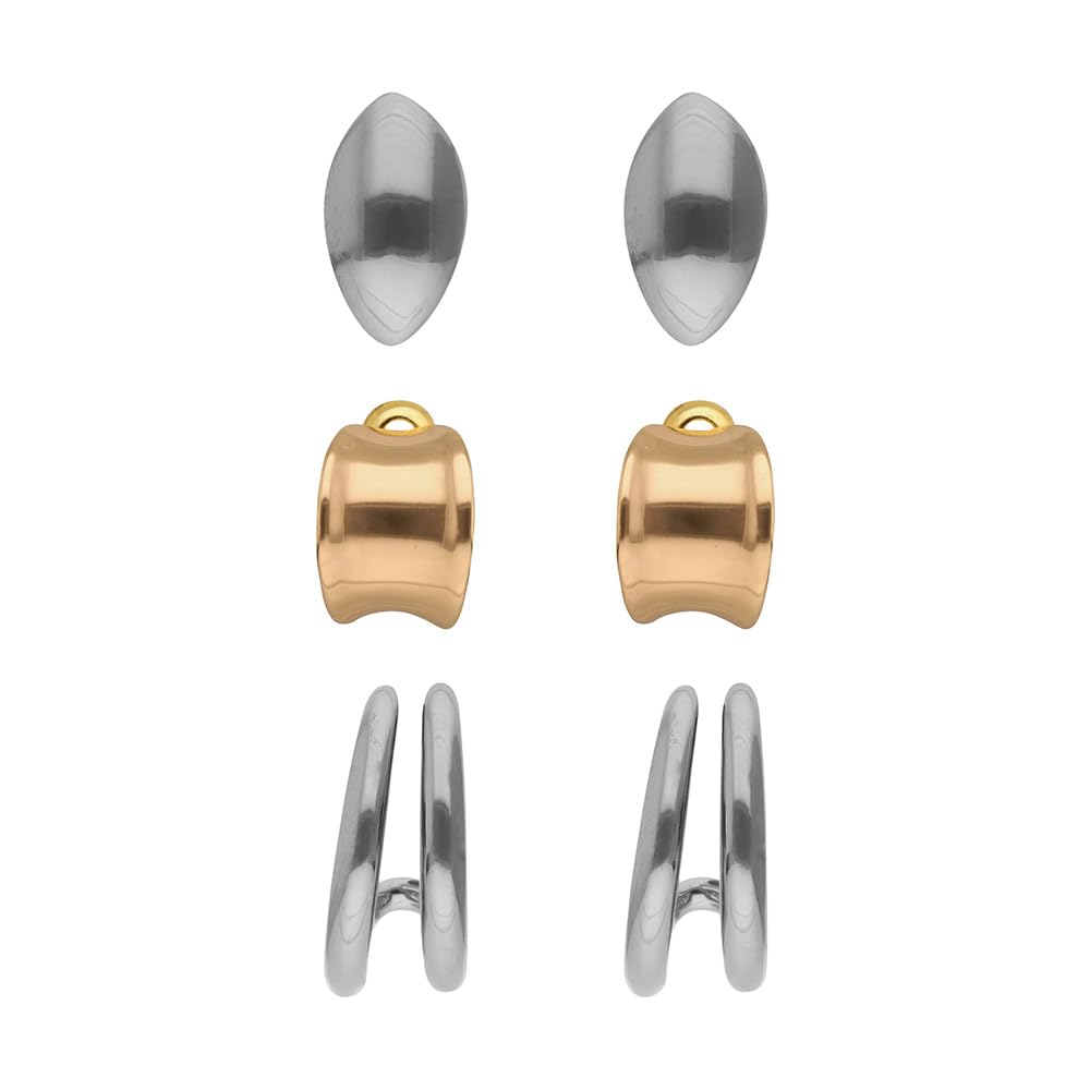 Nine West Set de 3 Aretes, Plateados y 1 Dorado para Mujer