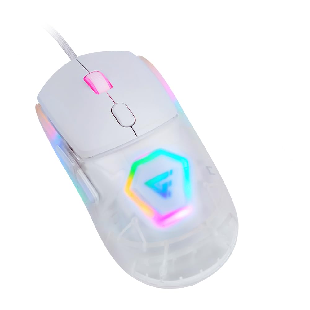 GAME FACTOR MOG530-WH Mouse Gamer Pixart 3327 hasta 12,000 dpi 1000 Hz Ajustable con Software Iluminacion RGB Framerate de 6200 fps Color Blanco