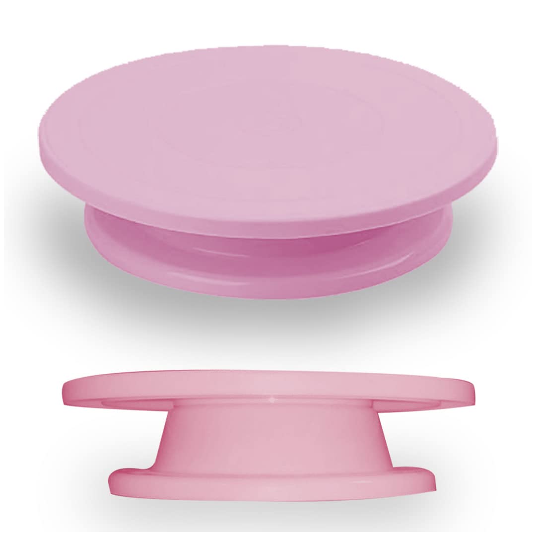 Aleissi | Base Giratoria de 360 Grados con Balines, Movimiento Suave para Decoracion de Pasteles, Tartas, Postres, Cupcake, Repostería, Resistente hasta 5kg (Rosa)