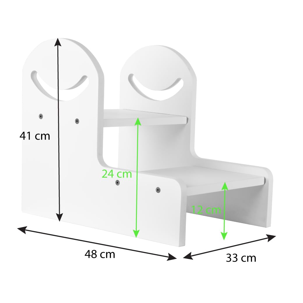 DUDUK Escalera para Niños de Madera | Cuarto, Cocina y Baño | Alto 41 cm (Gris)
