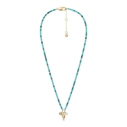 Collar Sutton By The Sea de Fossil para mujer con conchas de cuentas acrílicas en tono azul turquesa, JA7318710