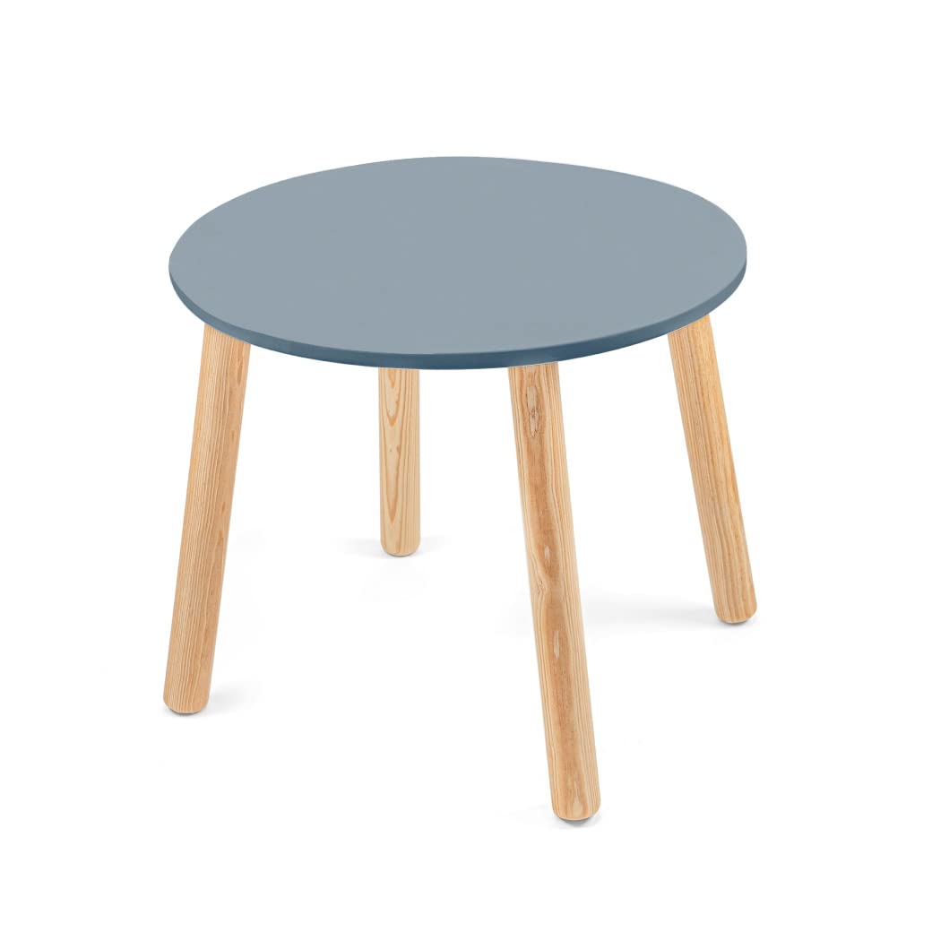 DUDUK Mesa Circular para niños y niñas acabada Mate | 7 Colores Modernos (Azul)