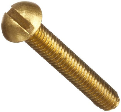 330 Brass Machine Screw, Plain Finish, Round Head, Slotted Drive, 1/4" Length, #0-80 Threads (Pack of 100)