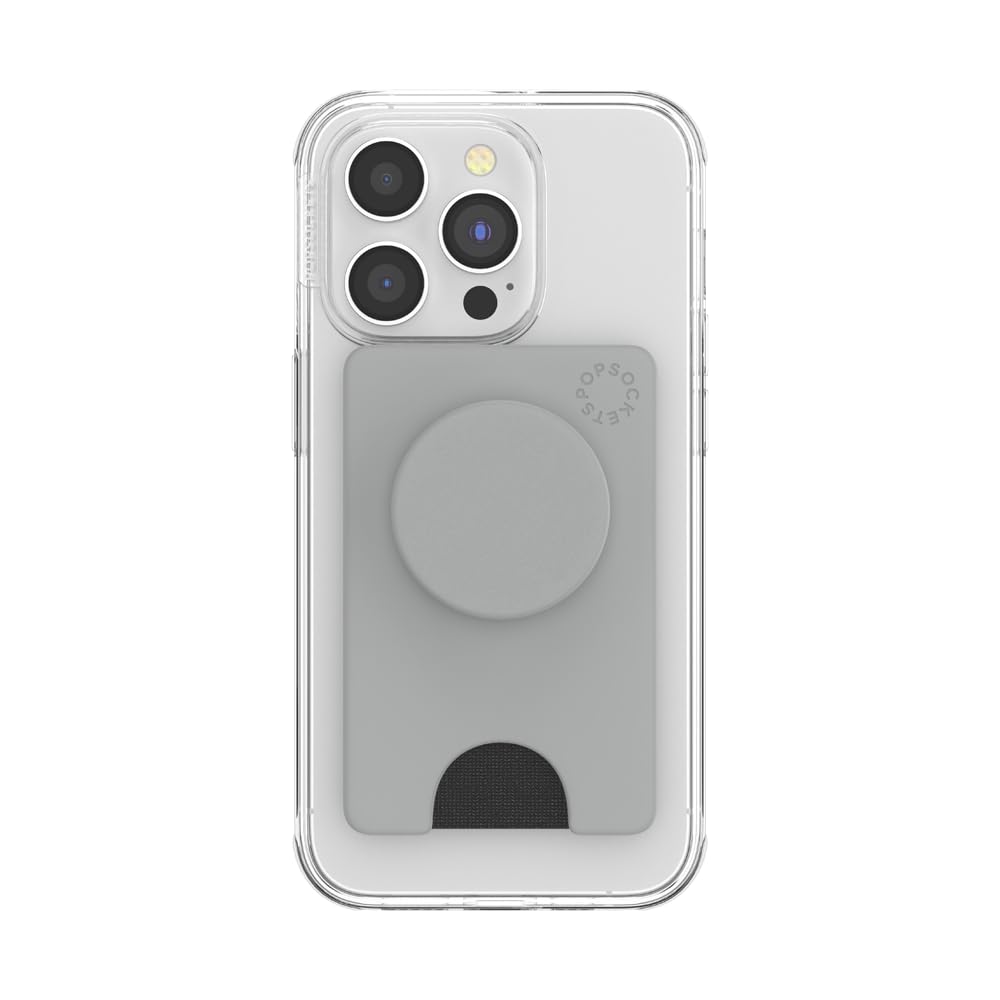 PopSockets - Funda para teléfono con asa expansible para teléfono, tarjetero, gris tecnológico