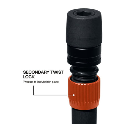Klein Tools Extensión de Impacto de Doble Bloqueo 31089 | 12 pulgadas, vástago hexagonal 1/4 pulgadas, liberación rápida, bloqueo giratorio, para espacios reducidos