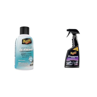 Meguiar's Oficial Air Re-Fresher Sistema Eliminador de Olores y Ambientador New Car G16402, 2 Ounce + Oficial Detallador Para Interiores G13616 473 ml