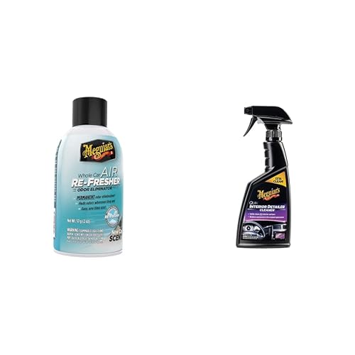Meguiar's Oficial Air Re-Fresher Sistema Eliminador de Olores y Ambientador New Car G16402, 2 Ounce + Oficial Detallador Para Interiores G13616 473 ml