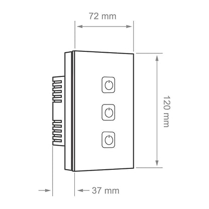 Tecnolite Connect - Apagador Inteligente Táctil WiFi 3 Circuitos, Sin Cable Neutro, Compatible con App móvil, Alexa, Google y Siri, Interruptor Inteligente