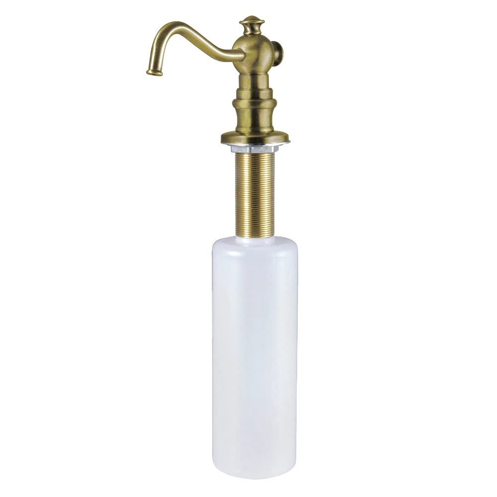 Kingston Brass SD7603 Dispensador de jabón de metal con boquilla curvada, latón envejecido de 11-13/16 pulgadas de longitud