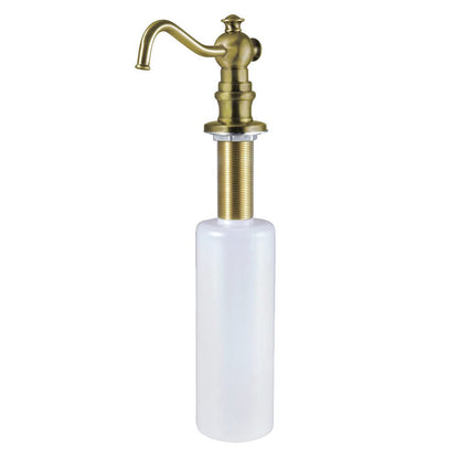 Kingston Brass SD7603 Dispensador de jabón de metal con boquilla curvada, latón envejecido de 11-13/16 pulgadas de longitud