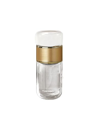 TRESSO Botella de Vidrio Doble Pared con Infusor para Tisana 250 ml, Color Dorada