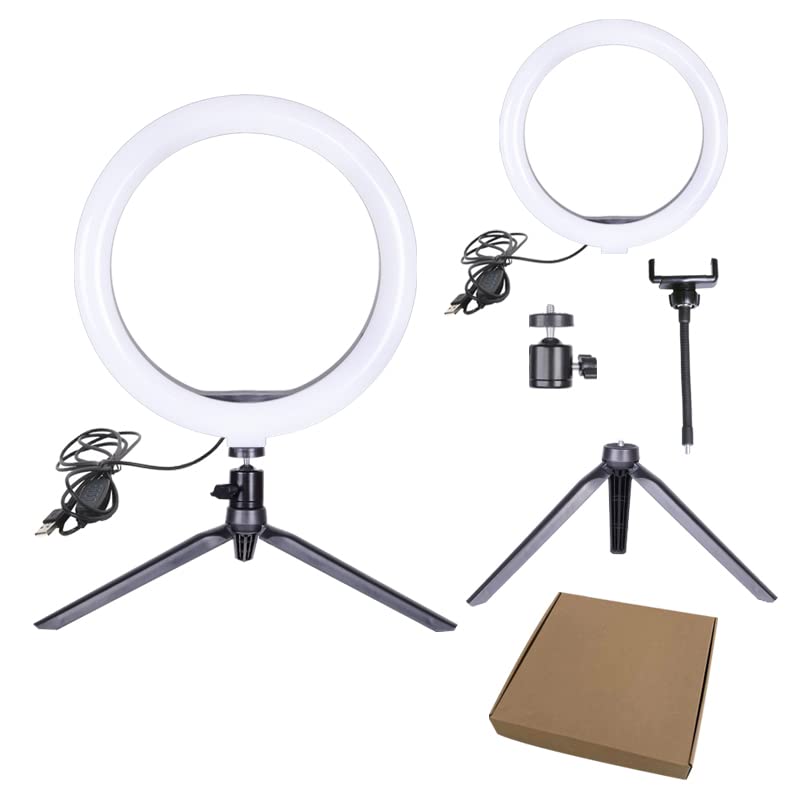 SYINTAO Luz de Relleno Vivo de sobremesa de Anillo Luminoso de 10" con Soporte, 120 Perlas.