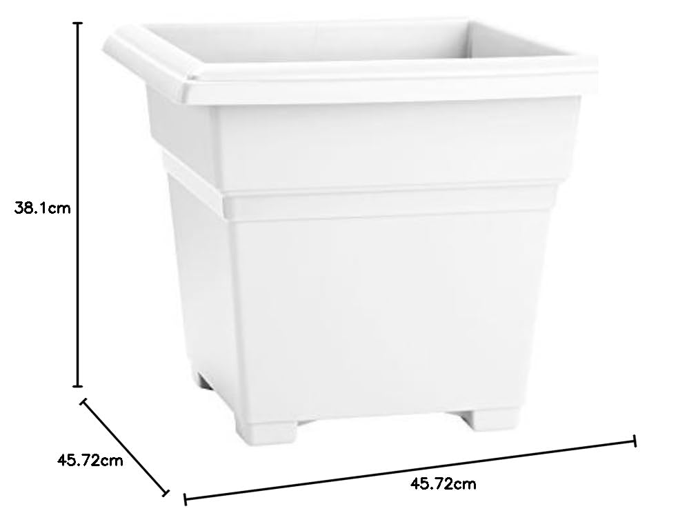 Countryside Square Tub Planter, White, 18-Inch