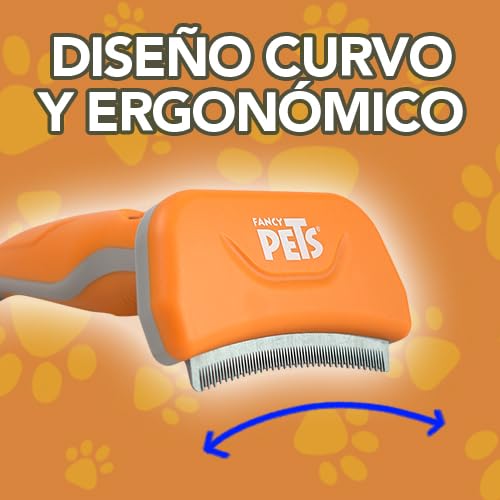 Fancy Pets Deslanador Curvo para Perros Med, Cuchilla Metálica Fina, Ergonómico para Pelo Medio y Largo, Eliminación Suave de Pelo Muerto y Prevención de Nudos, 15.5 cm