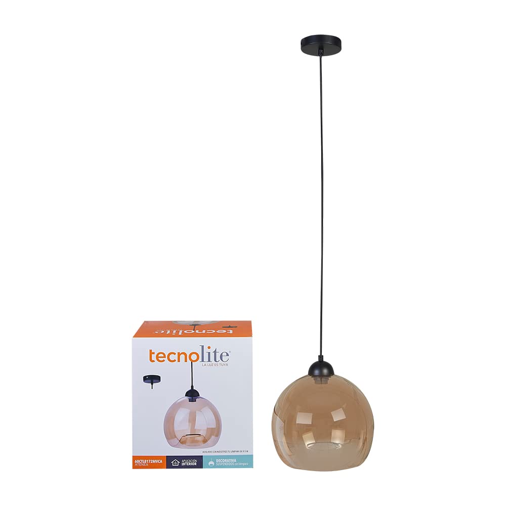 Tecnolite Lampara Colgante Cristal Ambar 20W 100V 60CTL8172MVCA, Grande