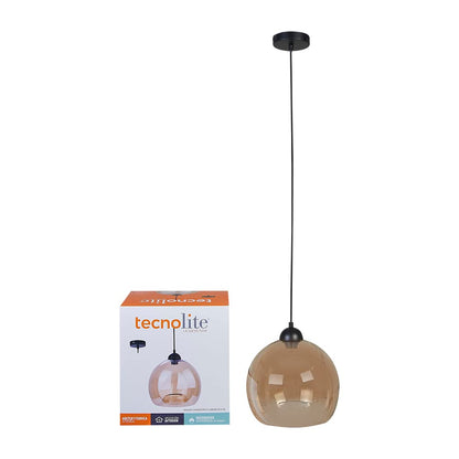 Tecnolite Lampara Colgante Cristal Ambar 20W 100V 60CTL8172MVCA, Grande