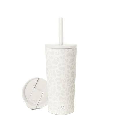 Simple Modern Classic Vaso Térmico con Popote y Tapa Abatible - 590ml - Pattern: Cream Leopard