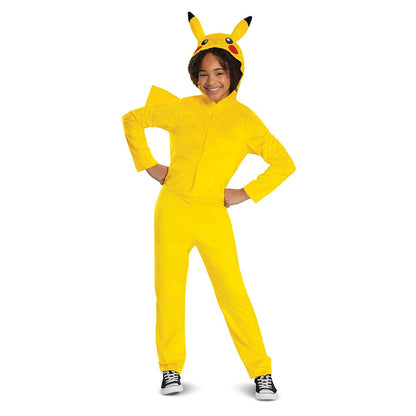 Disfraz de Pikachu para niños, disfraz oficial de Pokémon con capucha, talla extragrande (14-16)