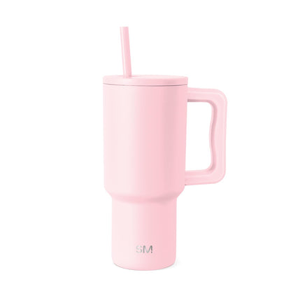 Simple Modern Trek Vaso Térmico con Asa y Popote, Acero Inoxidable, 890-1180 ml - 890 ml - -Blush