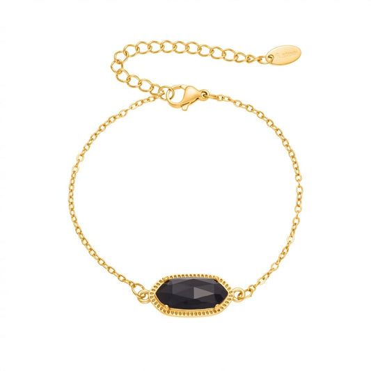 XYPHIELLE Pulsera de Piedra Natural Negra para Mujer, Cadena Ajustable con Dije de Protección, Joyería Elegante de 15+5cm, Regalo de Fuerza y Estilo
