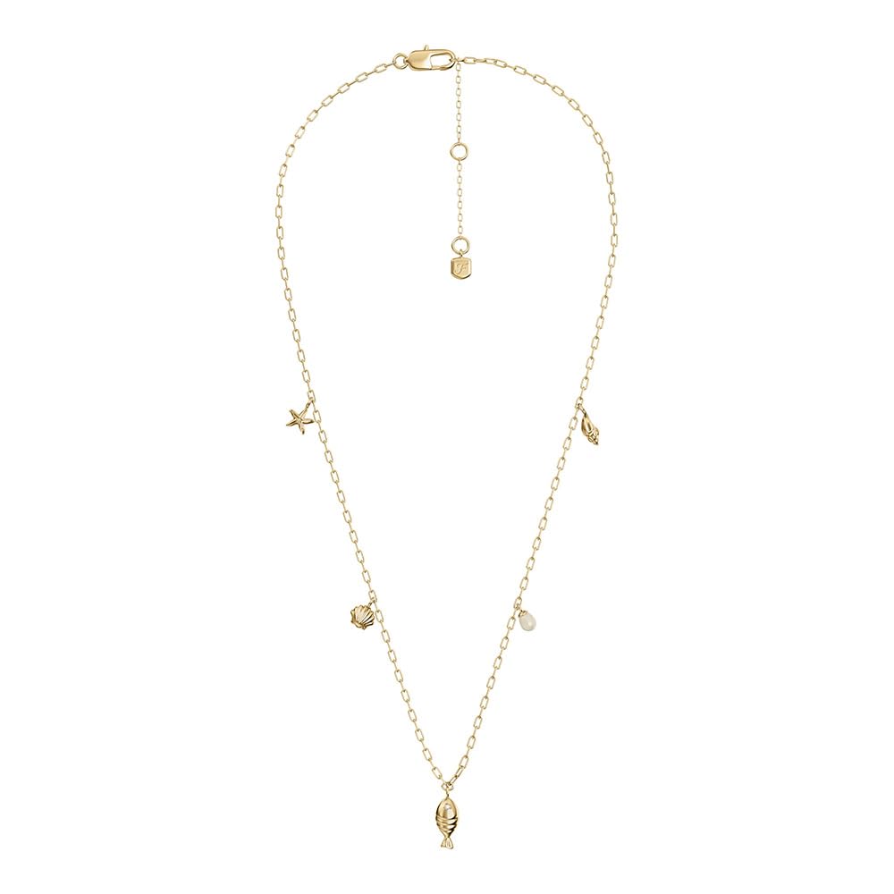 Collar Sutton By The Sea de Fossil para mujer con conchas de latón en tono dorado JA7317710