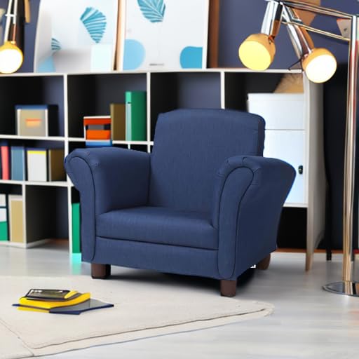 Melissa & Doug Sillón de niños, mobiliario de mezclilla para niños, construcción resistente, múltiples colores, 46.482 cm alto x 44.45 cm ancho x 58.42 cm largo